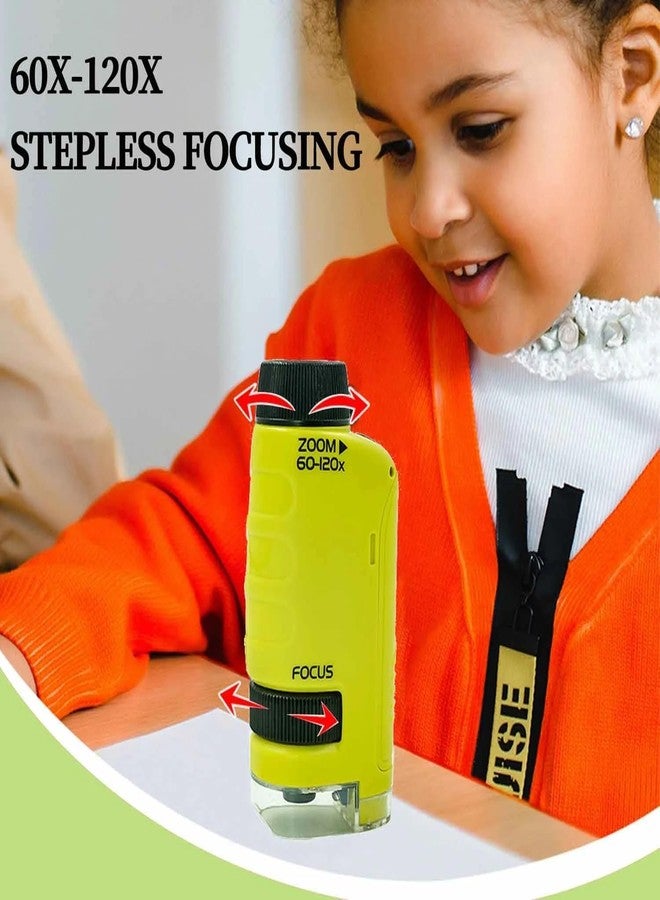 مجهر جيب صغير للأطفال من دوهيسين، بتكبير من 60x إلى 120x، مجهر محمول للأطفال من ميني لابسترز، مجهر يدوي للتجارب العلمية للأطفال (أخضر) - Image 3